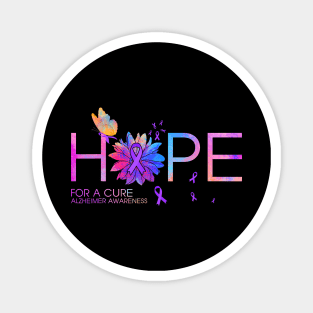 Hope For A Cure Alzheimer Awareness Flower Butterfly Gift Magnet